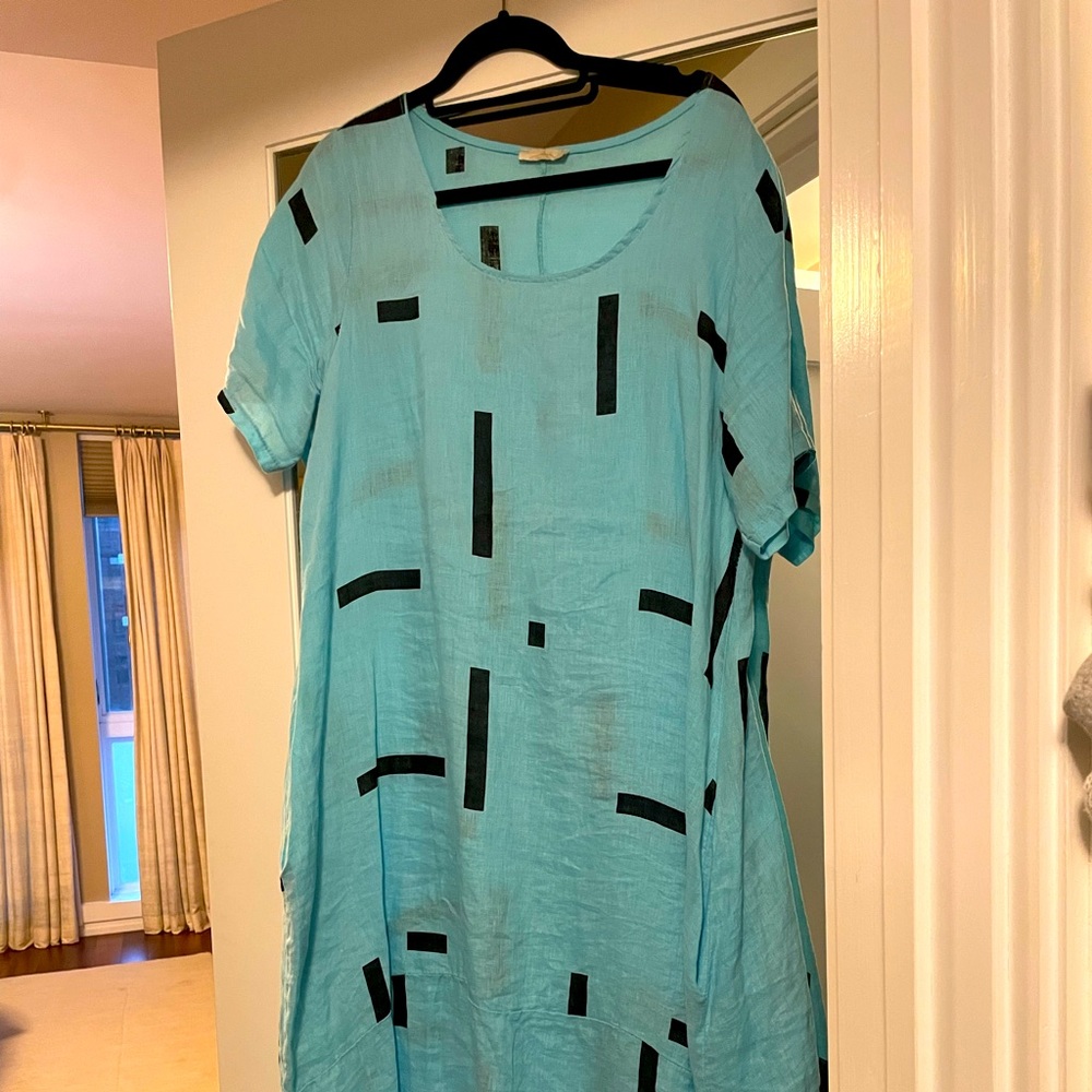 Linen maxi dress Made In Italy size 16-18.